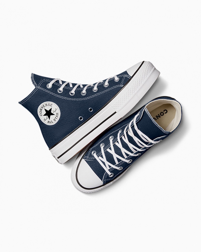 Converse Chuck Taylor All Star Lift Platform Marinblå Vita Svarta | 548KRSBNI