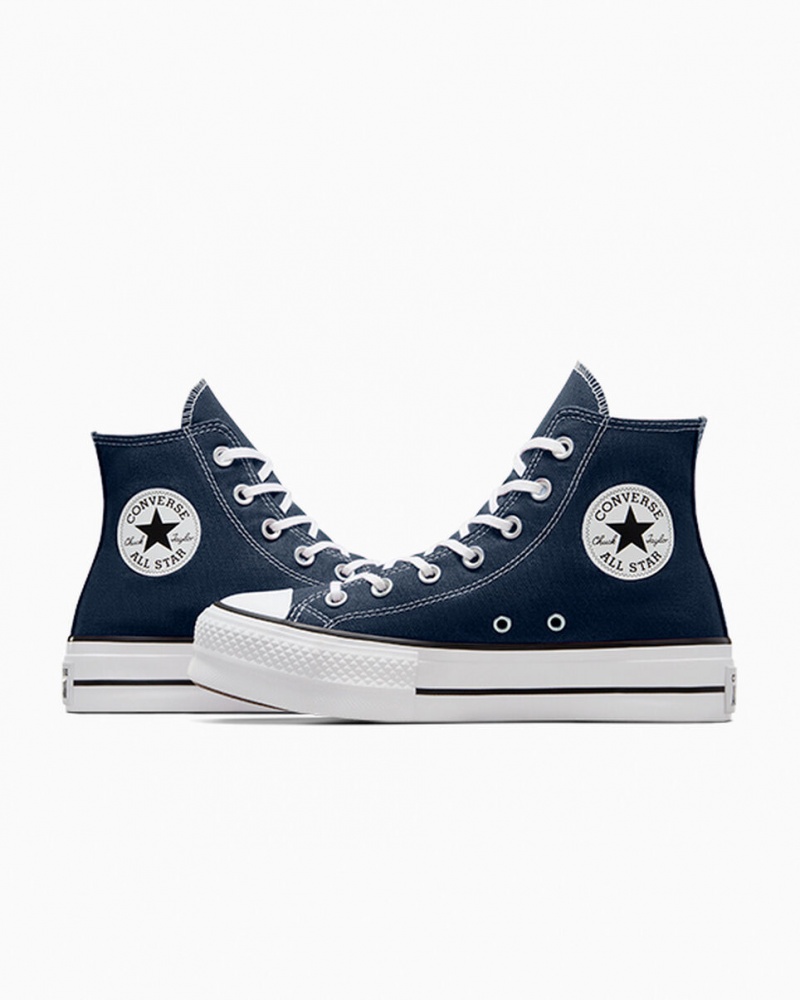 Converse Chuck Taylor All Star Lift Platform Marinblå Vita Svarta | 548KRSBNI