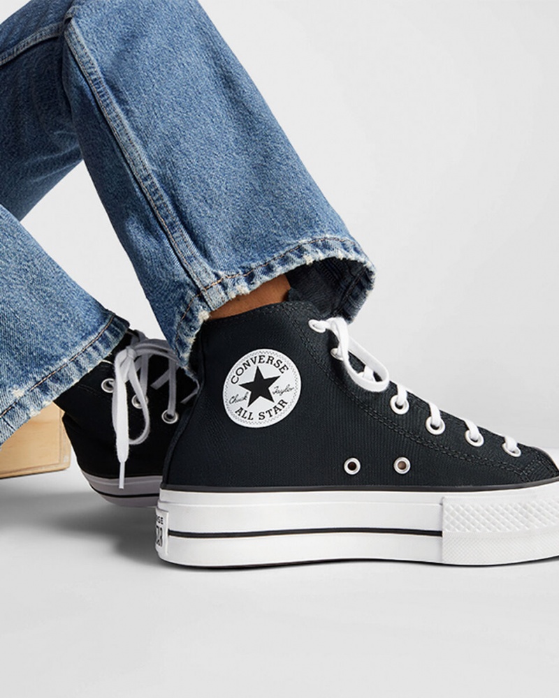 Converse Chuck Taylor All Star Lift Platform Svarta Vita Vita | 680OSRANZ