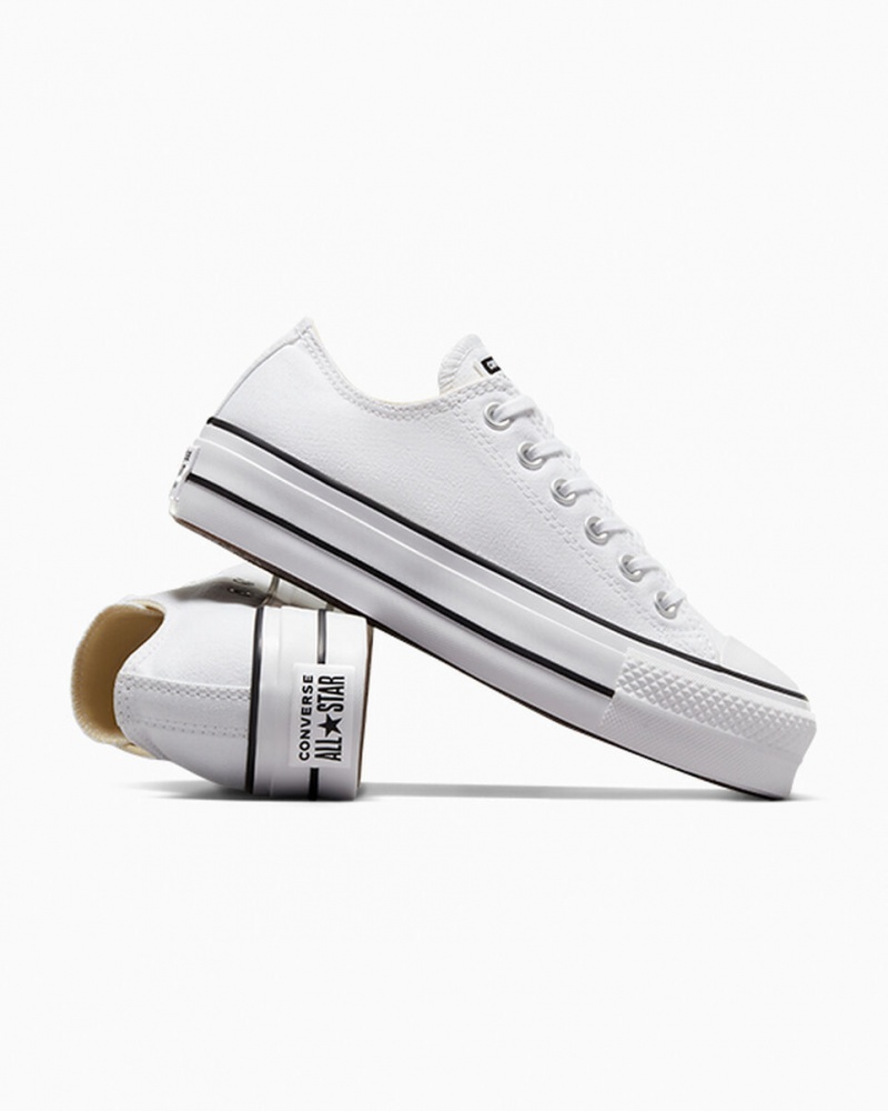 Converse Chuck Taylor All Star Lift Platform Vita Svarta Vita | 264VEPSXR