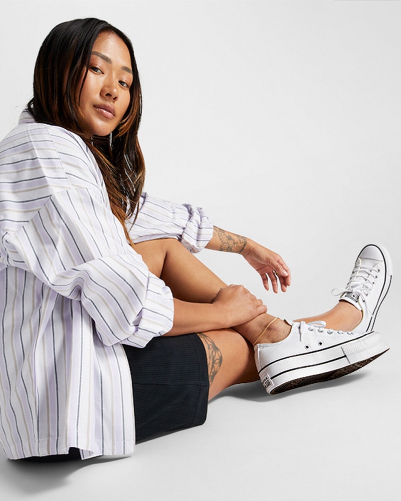 Converse Chuck Taylor All Star Lift Platform Vita Svarta Vita | 264VEPSXR