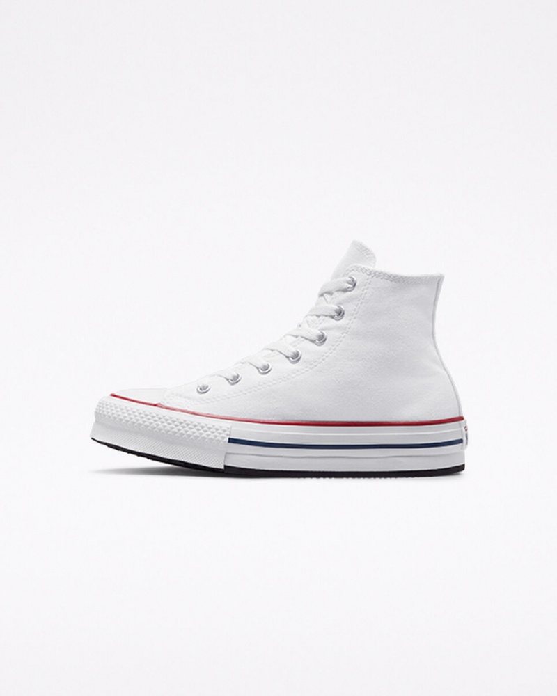 Converse Chuck Taylor All Star Lift Platform Vita Marinblå | 814WFADCT