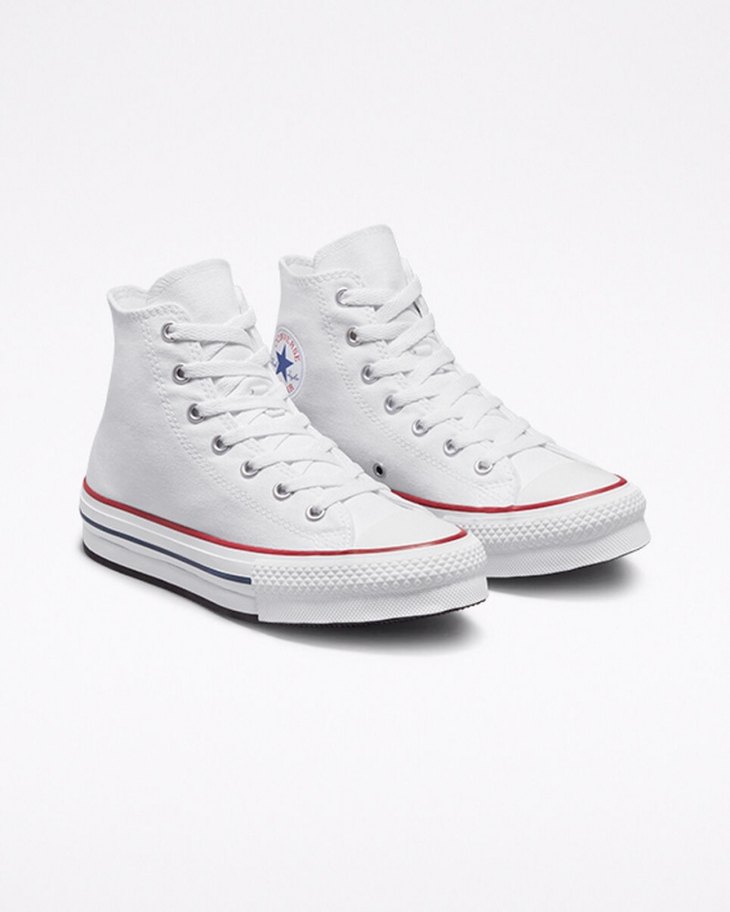 Converse Chuck Taylor All Star Lift Platform Vita Marinblå | 814WFADCT