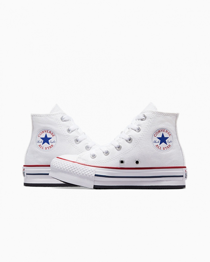 Converse Chuck Taylor All Star Lift Platform Vita Marinblå | 057EJIXOD