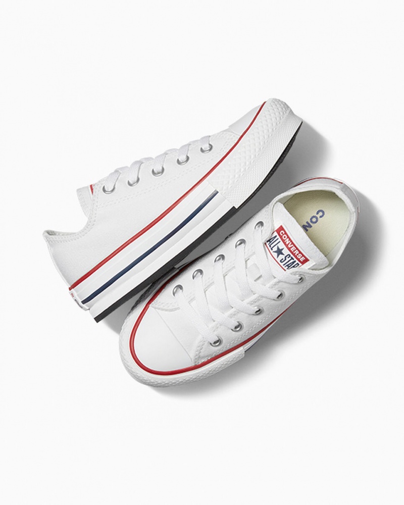 Converse Chuck Taylor All Star Lift Platform Vita Marinblå | 401RYONMP