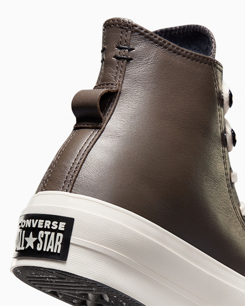 Converse Chuck Taylor All Star Lift Platform Fleece-Fodrade Läder Svarta | 569WOAIKR