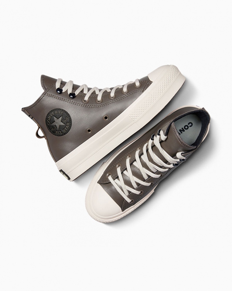 Converse Chuck Taylor All Star Lift Platform Fleece-Fodrade Läder Svarta | 569WOAIKR