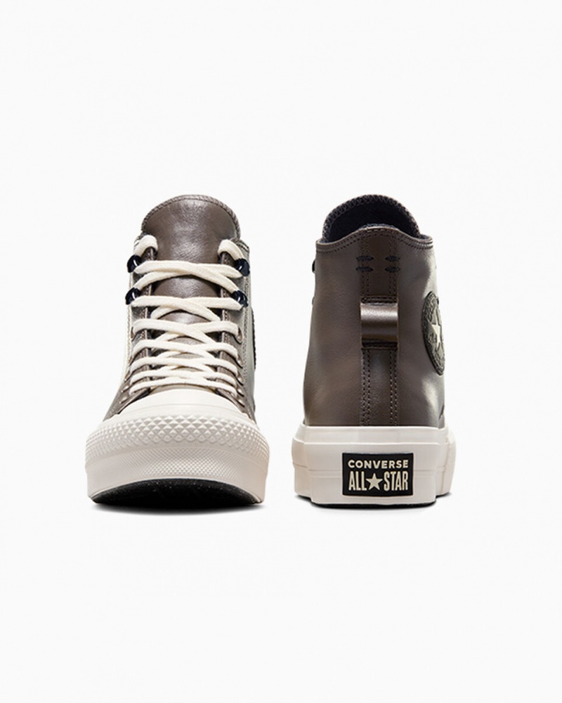 Converse Chuck Taylor All Star Lift Platform Fleece-Fodrade Läder Svarta | 569WOAIKR