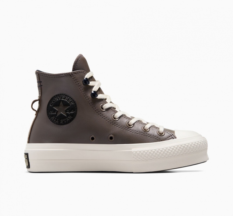 Converse Chuck Taylor All Star Lift Platform Fleece-Fodrade Läder Svarta | 569WOAIKR