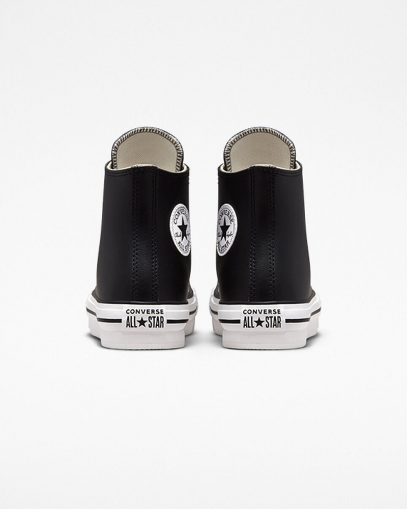 Converse Chuck Taylor All Star Lift Platform Läder Svarta Vita | 784ETYVDH