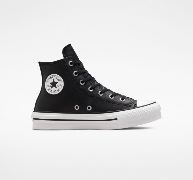 Converse Chuck Taylor All Star Lift Platform Läder Svarta Vita | 784ETYVDH
