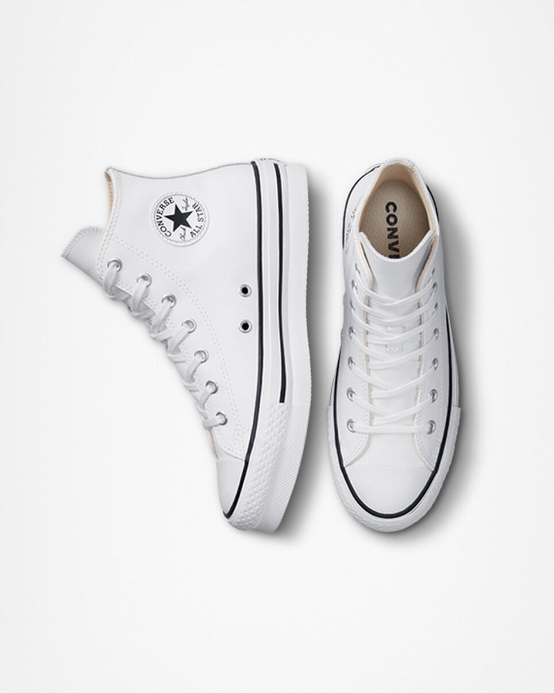 Converse Chuck Taylor All Star Lift Platform Läder Vita Svarta | 432MGYVFX