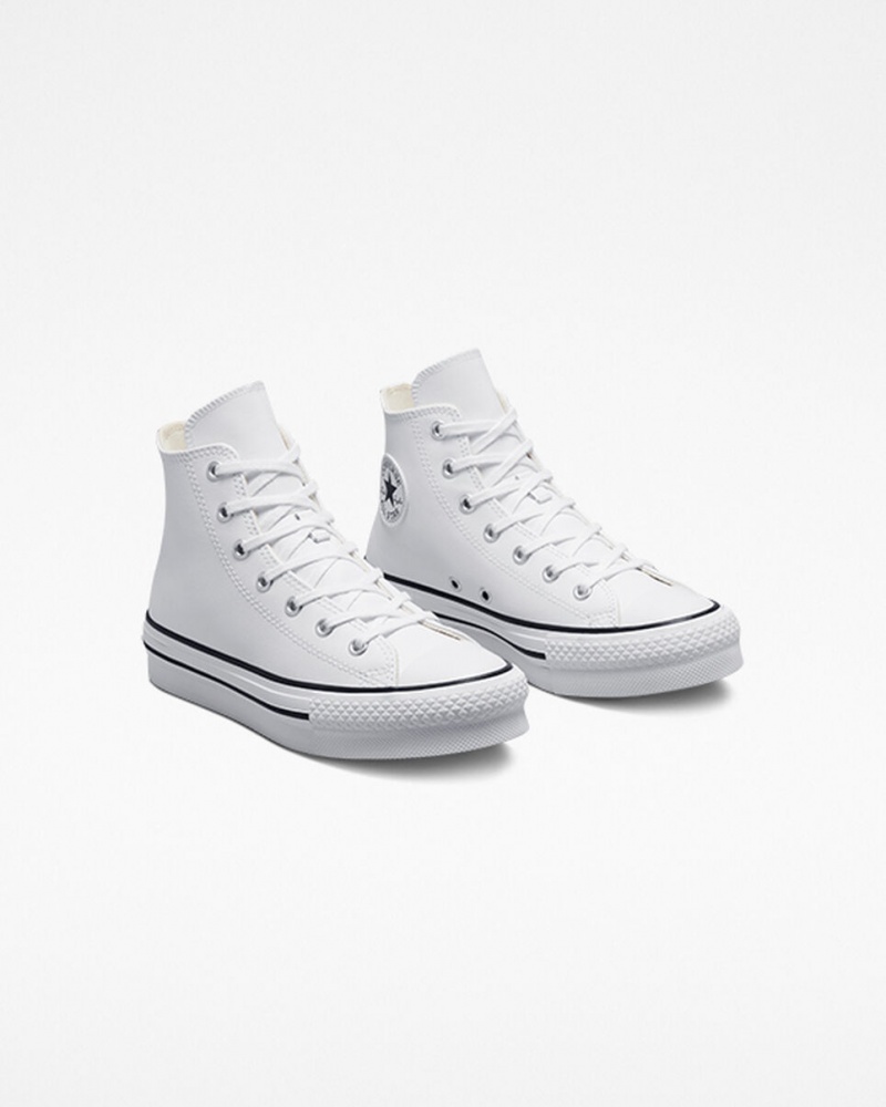 Converse Chuck Taylor All Star Lift Platform Läder Vita Svarta | 432MGYVFX