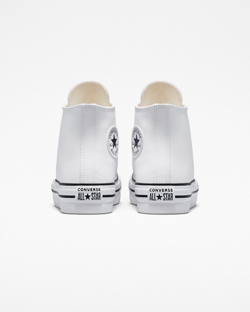 Converse Chuck Taylor All Star Lift Platform Läder Vita Svarta | 432MGYVFX