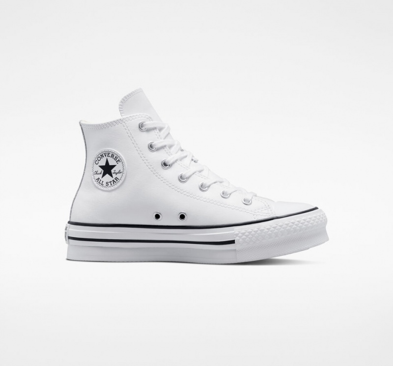 Converse Chuck Taylor All Star Lift Platform Läder Vita Svarta | 432MGYVFX