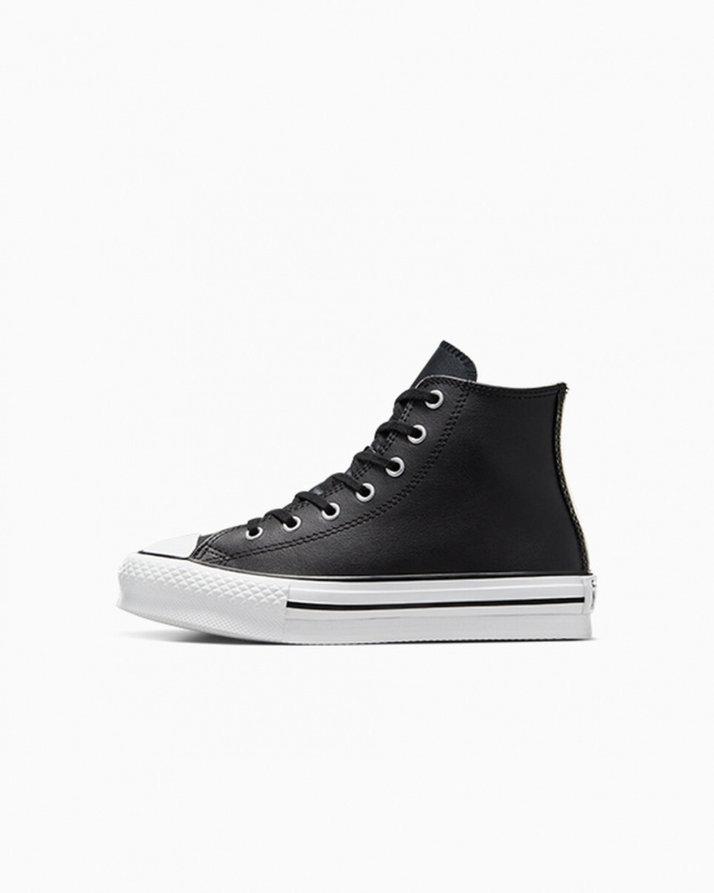Converse Chuck Taylor All Star Lift Platform Läder Svarta Vita | 571YBLUIA