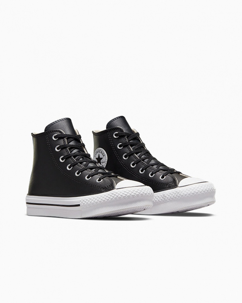 Converse Chuck Taylor All Star Lift Platform Läder Svarta Vita | 571YBLUIA