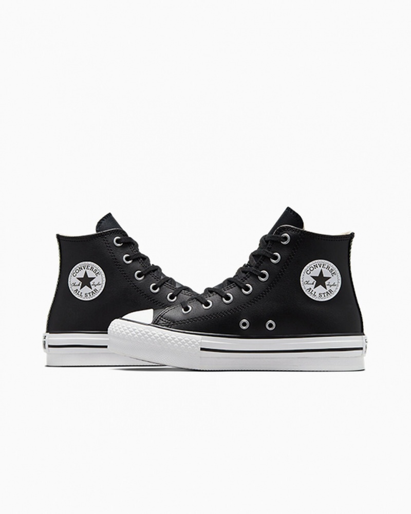 Converse Chuck Taylor All Star Lift Platform Läder Svarta Vita | 571YBLUIA