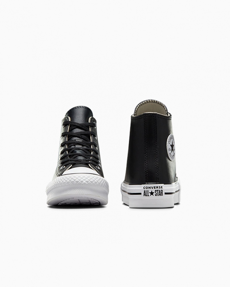 Converse Chuck Taylor All Star Lift Platform Läder Svarta Vita | 571YBLUIA