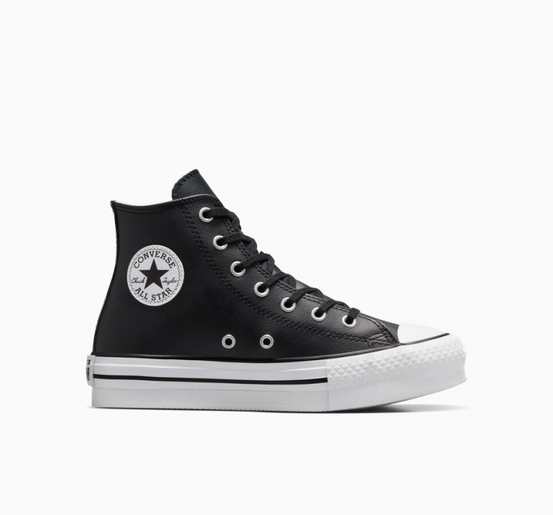Converse Chuck Taylor All Star Lift Platform Läder Svarta Vita | 571YBLUIA