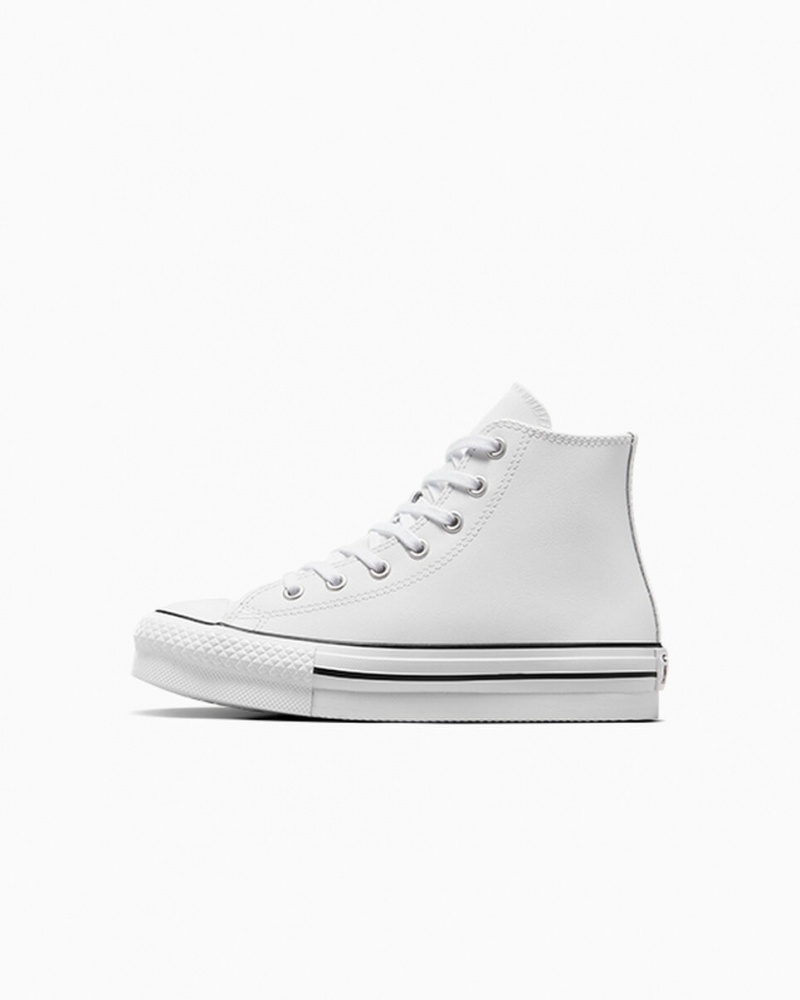 Converse Chuck Taylor All Star Lift Platform Läder Vita Svarta | 169BQZXKU