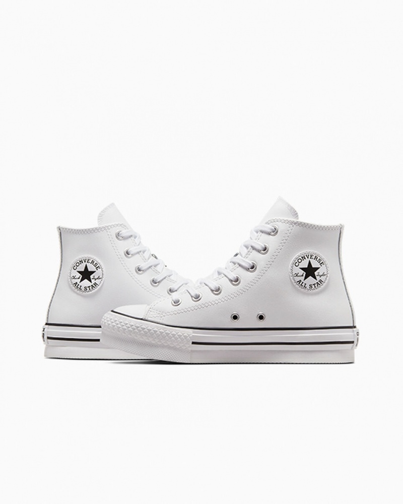 Converse Chuck Taylor All Star Lift Platform Läder Vita Svarta | 169BQZXKU