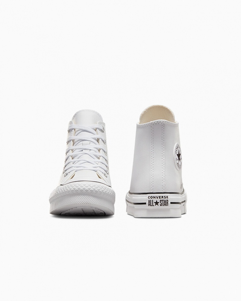Converse Chuck Taylor All Star Lift Platform Läder Vita Svarta | 169BQZXKU