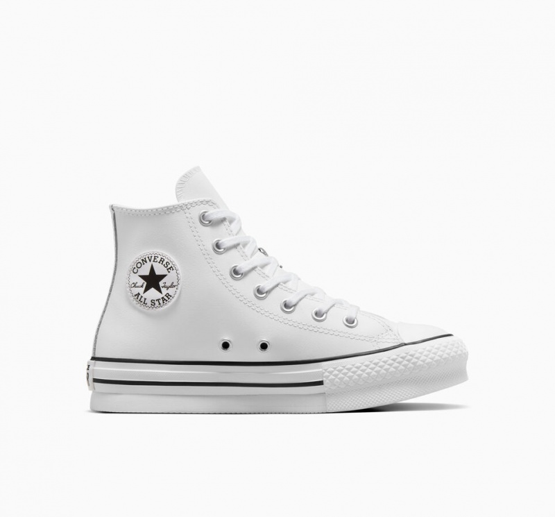 Converse Chuck Taylor All Star Lift Platform Läder Vita Svarta | 169BQZXKU
