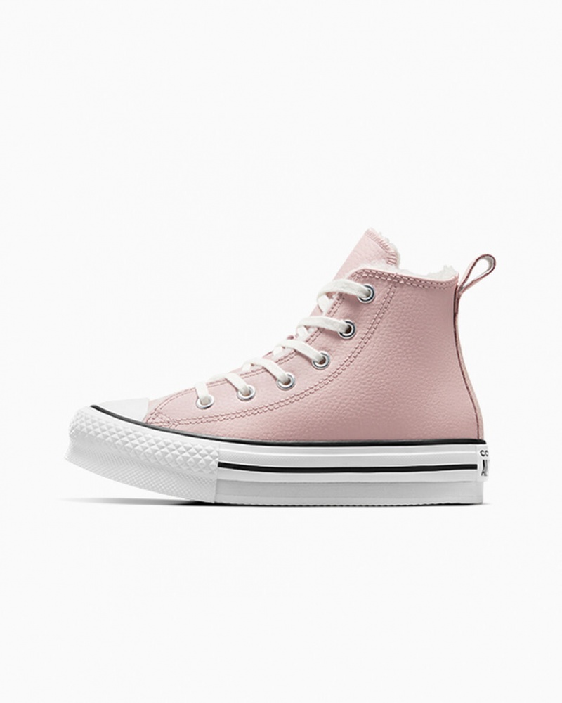 Converse Chuck Taylor All Star Lift Platform Läder & Faux Fur Rosa Vita Svarta | 352TMNLWO