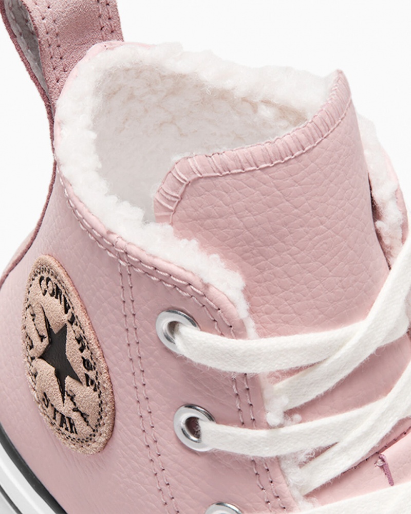 Converse Chuck Taylor All Star Lift Platform Läder & Faux Fur Rosa Vita Svarta | 352TMNLWO