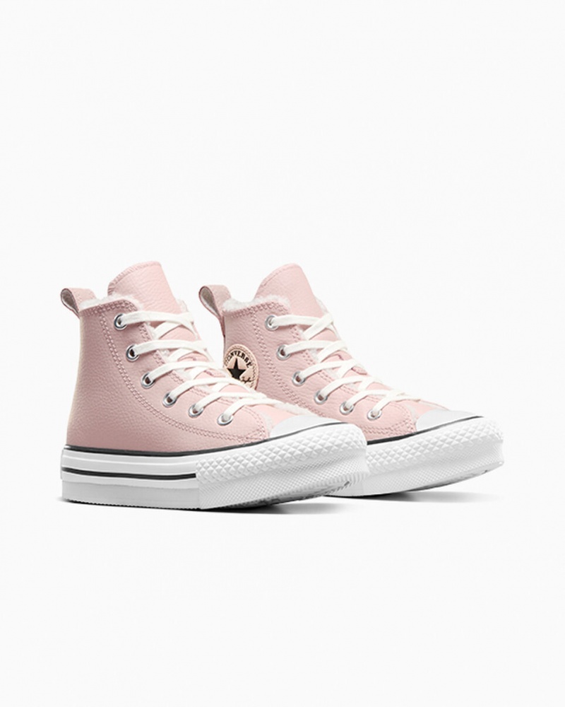 Converse Chuck Taylor All Star Lift Platform Läder & Faux Fur Rosa Vita Svarta | 352TMNLWO