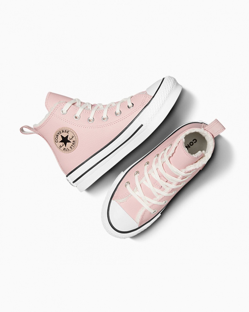 Converse Chuck Taylor All Star Lift Platform Läder & Faux Fur Rosa Vita Svarta | 352TMNLWO