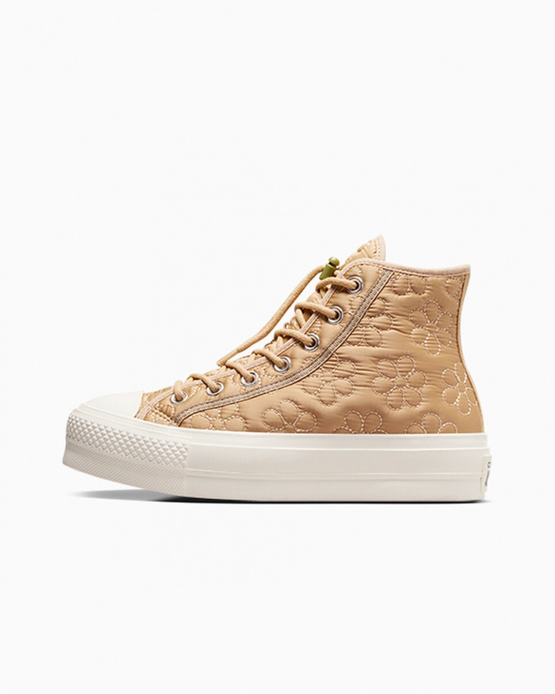 Converse Chuck Taylor All Star Lift Platform Quiltad Khaki | 195JNFCQL