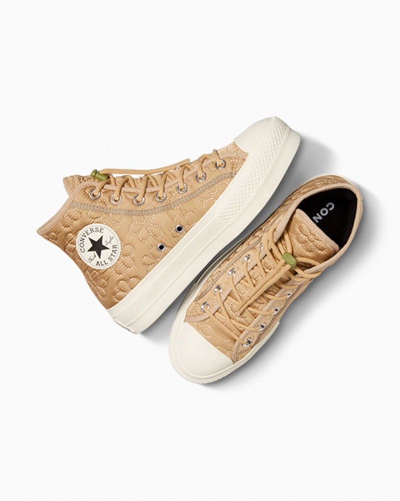 Converse Chuck Taylor All Star Lift Platform Quiltad Khaki | 195JNFCQL