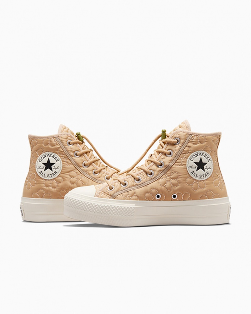 Converse Chuck Taylor All Star Lift Platform Quiltad Khaki | 195JNFCQL