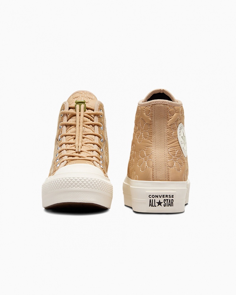 Converse Chuck Taylor All Star Lift Platform Quiltad Khaki | 195JNFCQL