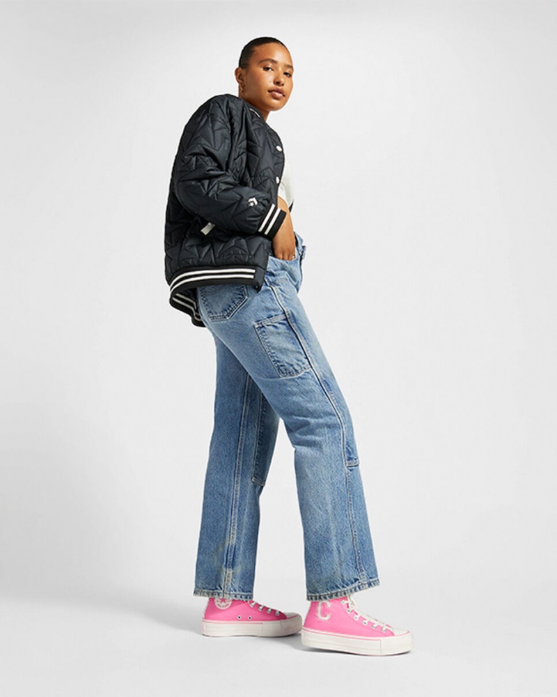 Converse Chuck Taylor All Star Lift Platform Retro Varsity Rosa Rosa | 461ATWLVO
