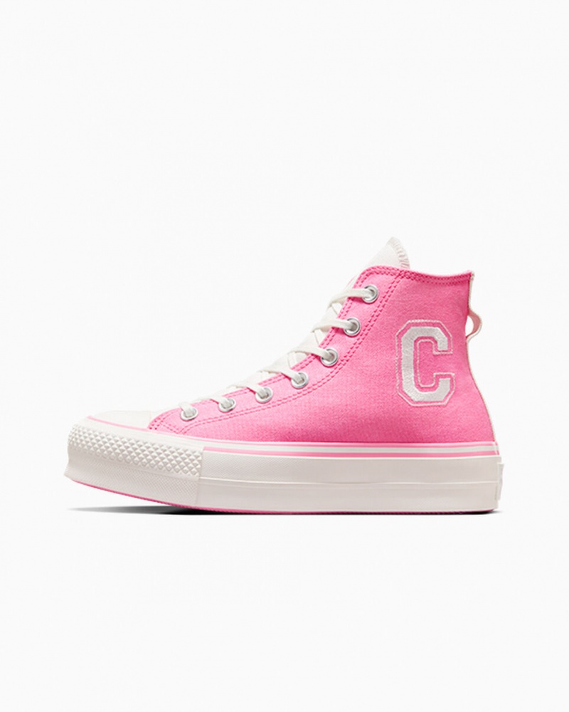 Converse Chuck Taylor All Star Lift Platform Retro Varsity Rosa Rosa | 461ATWLVO