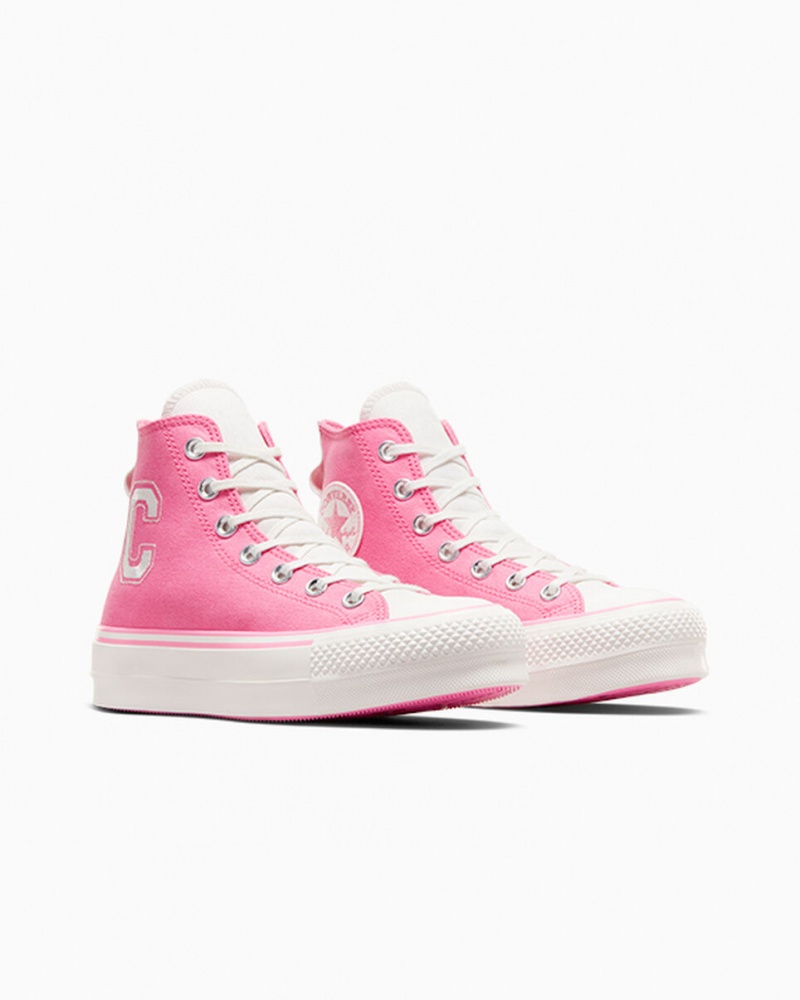 Converse Chuck Taylor All Star Lift Platform Retro Varsity Rosa Rosa | 461ATWLVO