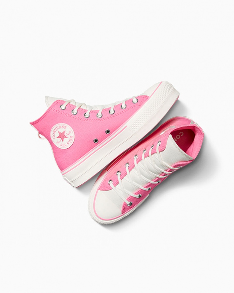 Converse Chuck Taylor All Star Lift Platform Retro Varsity Rosa Rosa | 461ATWLVO