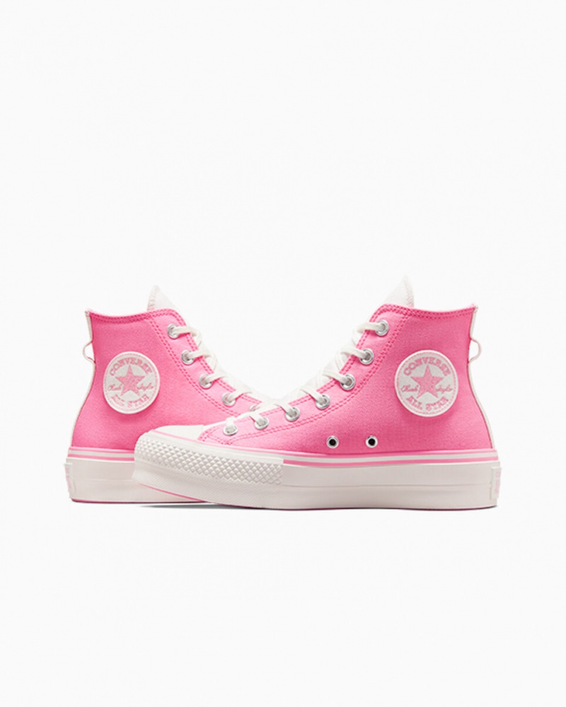 Converse Chuck Taylor All Star Lift Platform Retro Varsity Rosa Rosa | 461ATWLVO