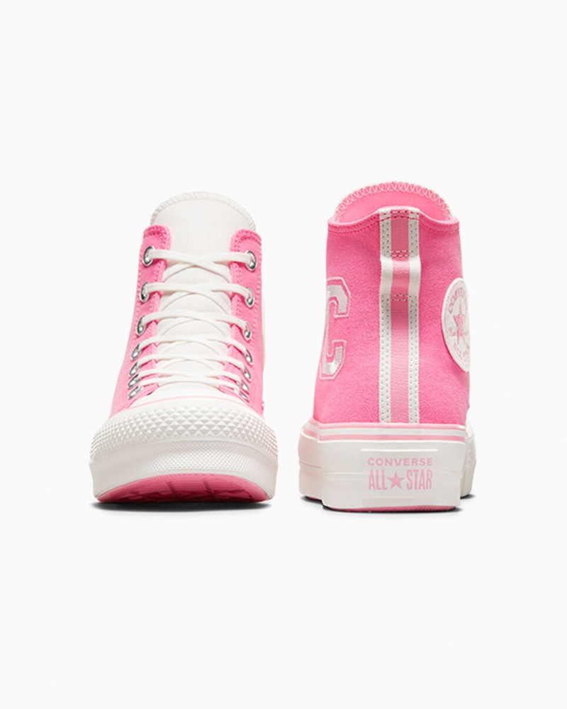 Converse Chuck Taylor All Star Lift Platform Retro Varsity Rosa Rosa | 461ATWLVO