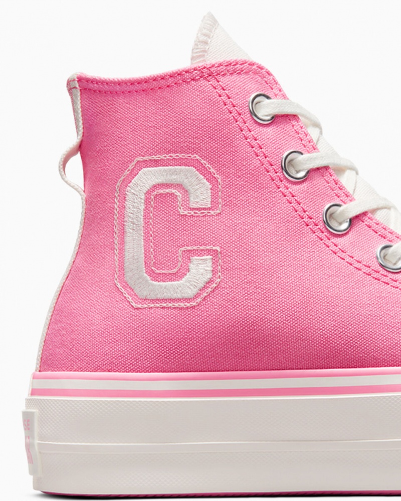 Converse Chuck Taylor All Star Lift Platform Retro Varsity Rosa Rosa | 461ATWLVO