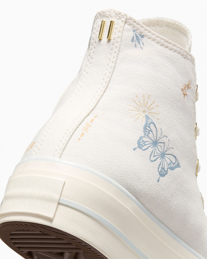 Converse Chuck Taylor All Star Lift Platform Tiny Tattoos Vita Blå | 403YBPFMR