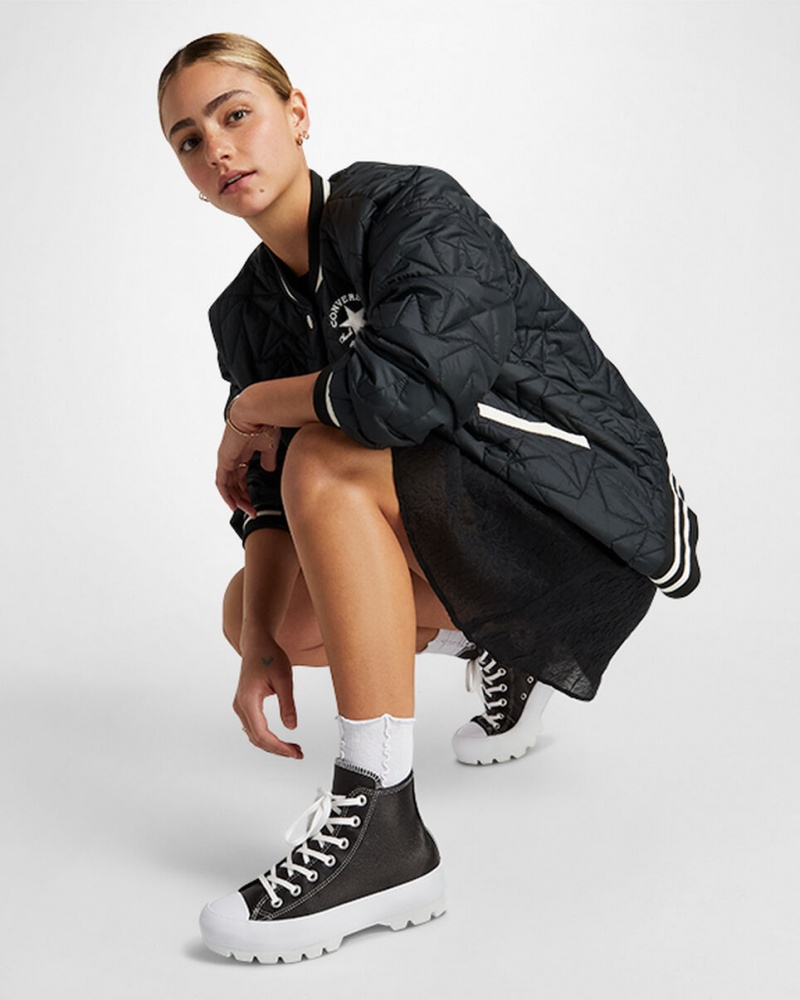 Converse Chuck Taylor All Star Lugged Läder Svarta Vita Vita | 160JGZHMW