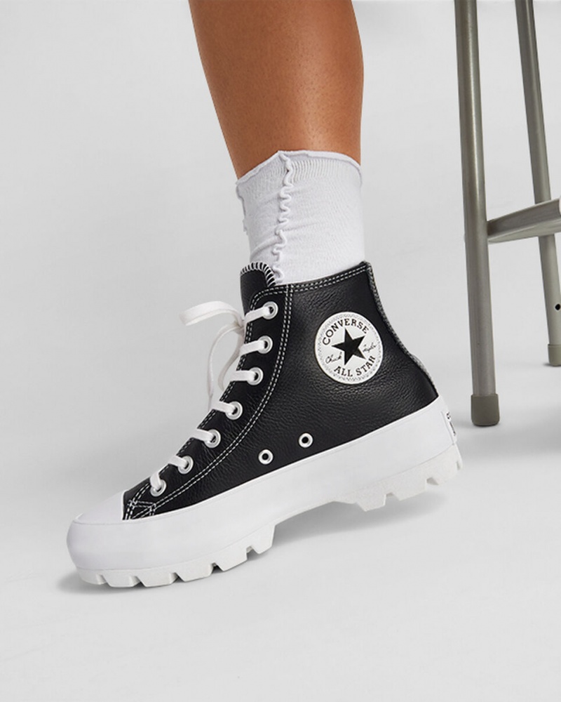 Converse Chuck Taylor All Star Lugged Läder Svarta Vita Vita | 160JGZHMW
