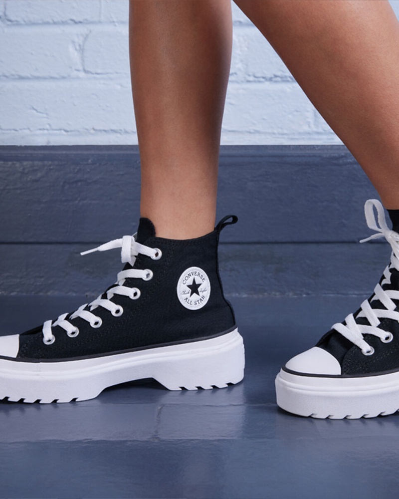 Converse Chuck Taylor All Star Lugged Lift Platform Canvas Svarta Svarta Vita | 479HITKVQ