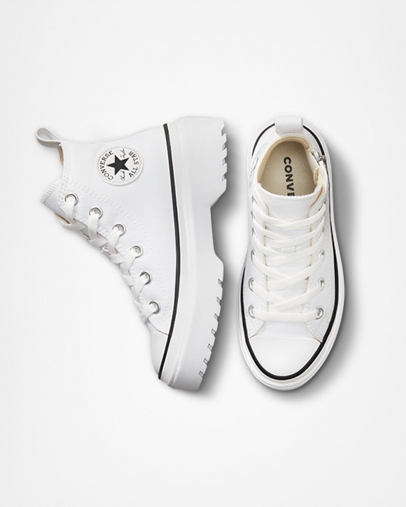 Converse Chuck Taylor All Star Lugged Lift Platform Canvas Vita Vita Svarta | 560JOAPCE