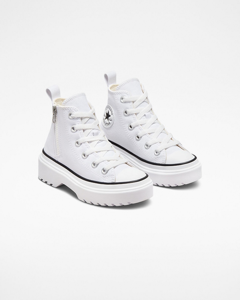 Converse Chuck Taylor All Star Lugged Lift Platform Canvas Vita Vita Svarta | 560JOAPCE