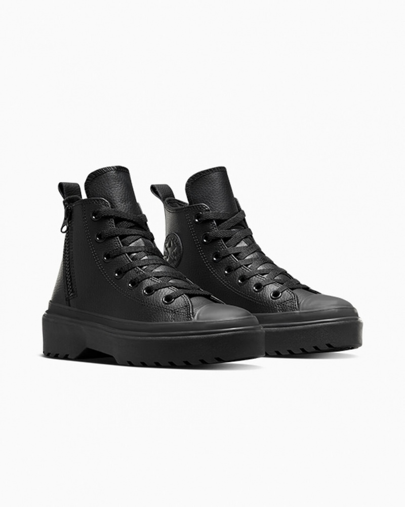 Converse Chuck Taylor All Star Lugged Lift Platform Läder Svarta Svarta Svarta | 492ARQNFJ